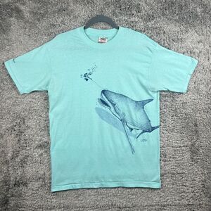 Vintage Shark Graphic Shirt XL Single Stitch Fluid Visions Diving Scuba 80s